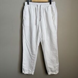 Simply Blessed Women's M Rayon/Linen Pull-On High-Rise Beach Pants White Ankle